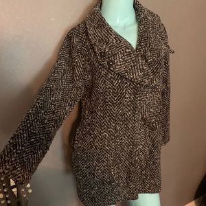 🖤 Like NEW Marissa Christina Blazer Jacket Petite M GRAY PEPPERED RUFFLE P M